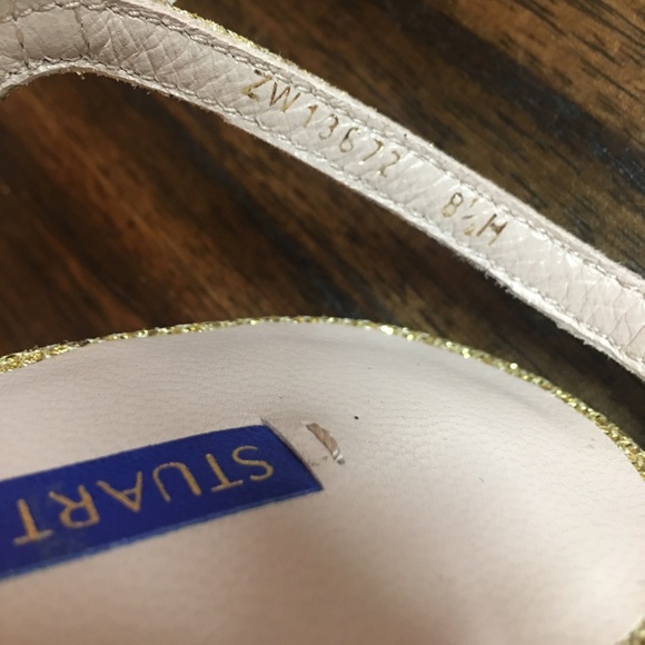 🆕Stuart Weitzman Crisscross Sandal Gold Glitter - Picture 7 of 8
